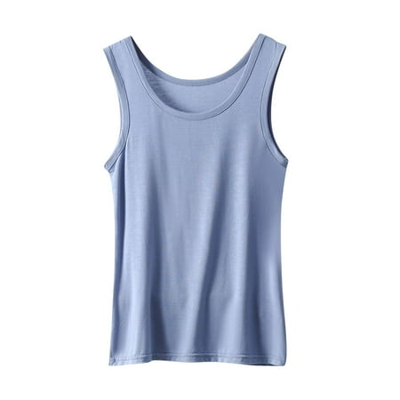 Womens Tank Tops with Built in Bra 2025 Casual Boatneck Sleeveless Basic Workout Top Padded Bra Camisole Undershirt