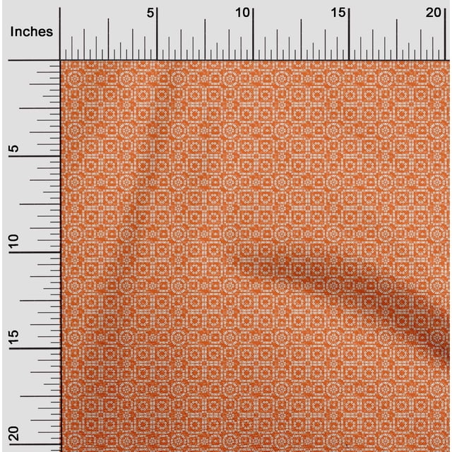 oneOone Georgette Viscose Orange Fabric Geometric Bandhani Sewing Material Print Fabric By The Yard 42 Inch Wide