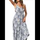 thumbnail image 3 of Vestido de Verano Informal Bohemio para Mujer, Sin Mangas, Estampado, , Escalonado, para Playa, 2025 Azul M, 3 of 7