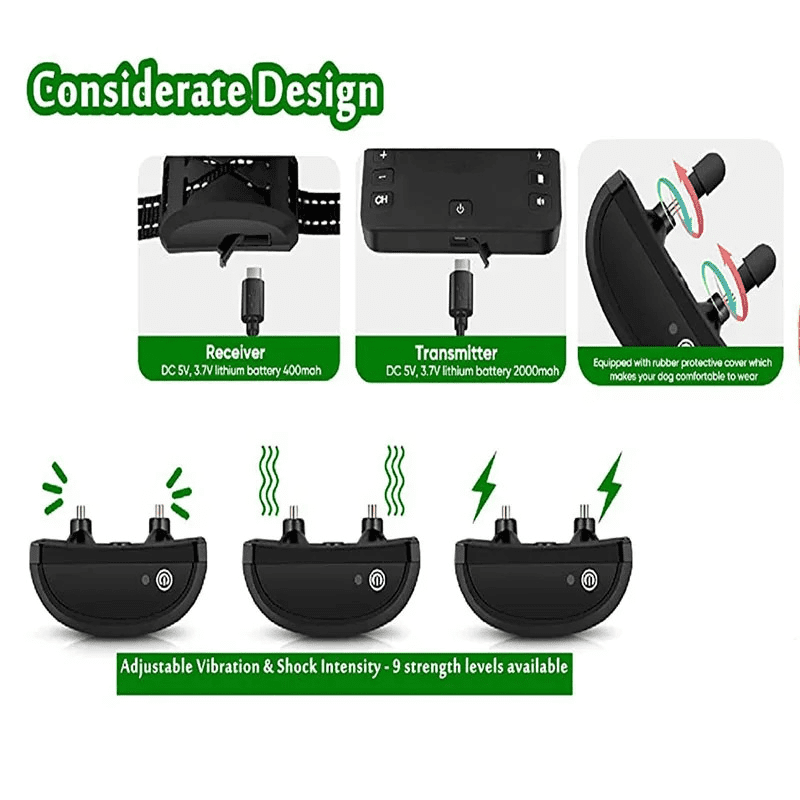 Wireless Dog Fence, Wireless Boundary Containment System, 2-in-1 Electric Dog Fence & Remote Shocks Training Collar, Adjustable Signal Range, IP66 Waterproof Rechargeable Collar, for 1 2 3 Dogs