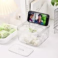 thumbnail image 3 of Desk Trash Can with Lid - Transparent Visible - Wide Opening - Handsfree Phone Holder - Large Capacity - Desktop Mini Garbage Basket - Office Supplies, 3 of 8