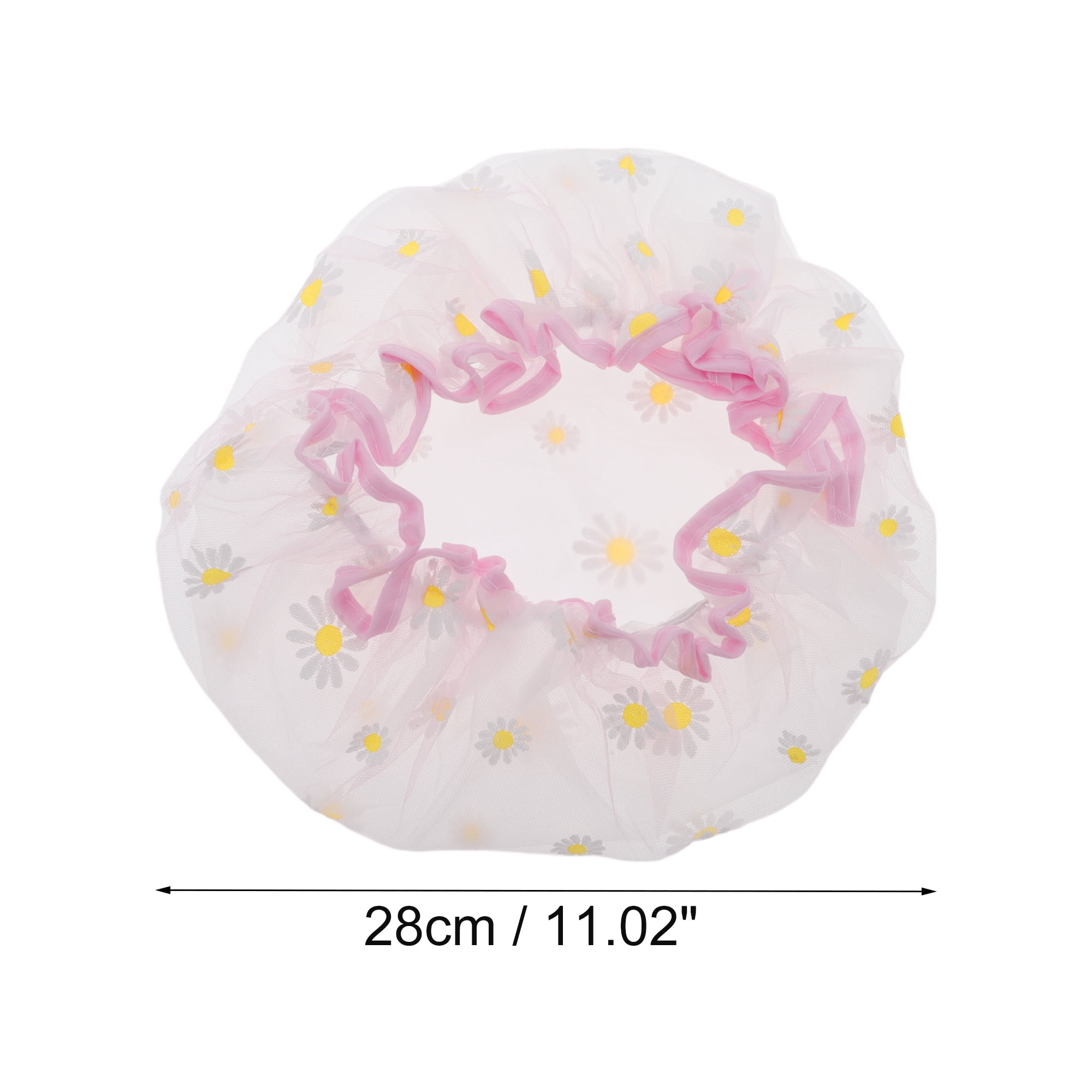 Unique Bargains Stylish Women's Sunflower Bath Cap White Yellow 1 Pc