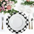 thumbnail image 5 of Round Placemats Plate Mats 15 Inch Non-Slip Heat Resistant Washable PVC Set Table Decoration for Kitchen Dining Black and White Check, 5 of 7
