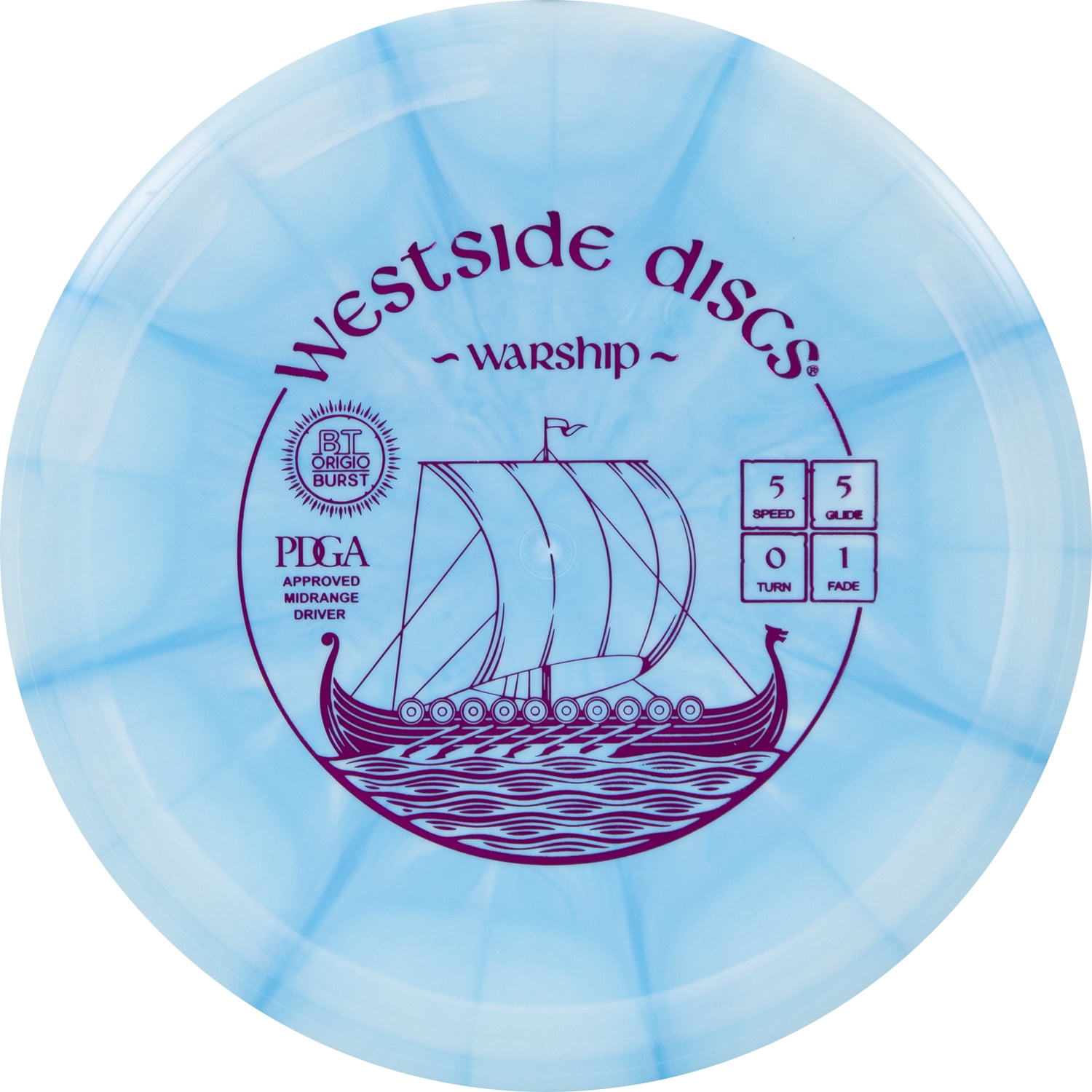Westside Discs Origio Burst Warship Disc Golf Midrange (Blue)