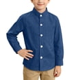 thumbnail image 1 of Odeerbi Camisa de Vestido de Niños Manga Larga Mandarin Collar Uniforme de La Escuela Con Bolsillo, 1 of 9