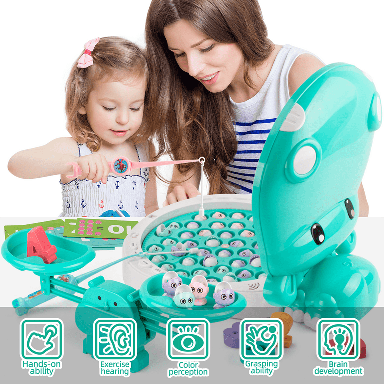 Unih Fishing Toys with Math Balance, Magnetic Fishing Games for 3-5 Years Old Boys Girls Gift, Size: 4.156*12.44*15.16, Green