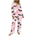 thumbnail image 6 of SETOOFF Halloween Womens Pajama Sets Pumpkin Ghost Print Turndown Collar Tops Loose Pants Cute Funny Sleepwear Plus Size Womens Clothing, 6 of 7