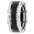 thumbnail image 2 of Men’s Stainless Steel & Black IP Hammered Finish Band – Mens Ring, 2 of 5
