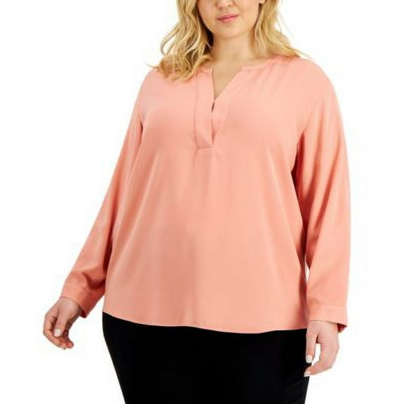 MSRP $80 Alfani Plus Size Shirttail Top Salmon Size 1X