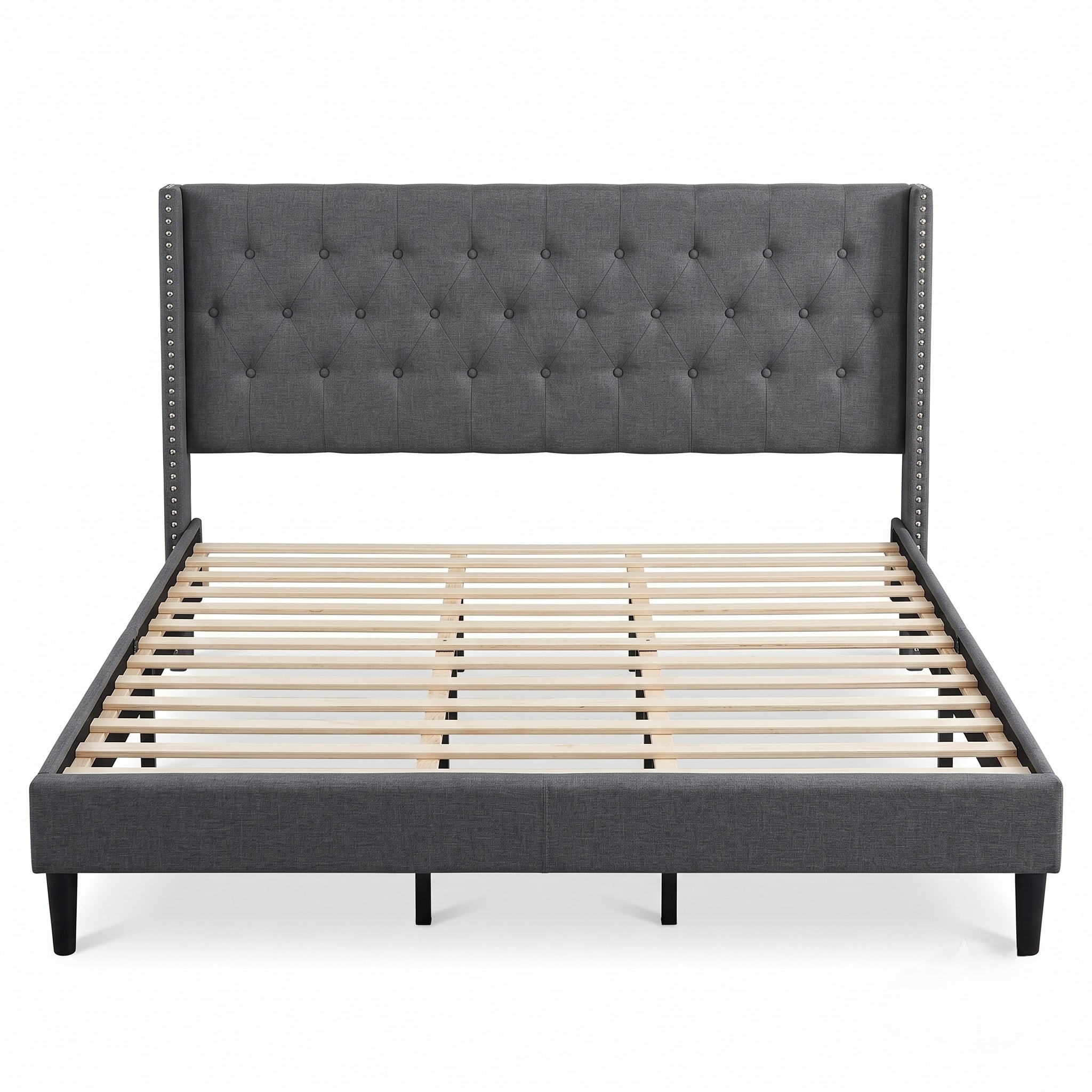 FAVEROR Carlisle King Tufted Upholstered Wingback Platform Bed