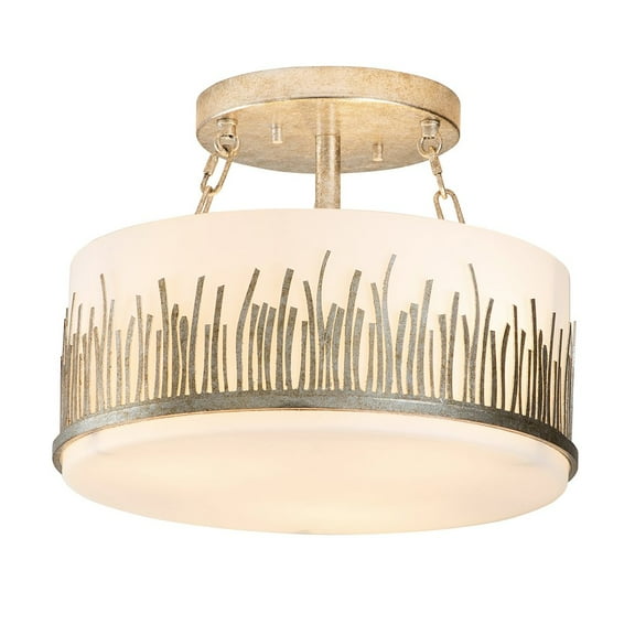 Lucas McKearn Sawgrass 15" 3-light Metal Semi Flush Mount in Silver Leaf