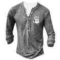 thumbnail image 1 of TSADFHJI Mens Tank Tops Beach Winter Mens Summer Fashion Retro Old Basic Button Placket Small Print Long Sleeve Shirt Long Sleeve Shirt T Shirt M Grey, 1 of 4