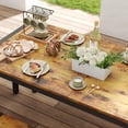thumbnail image 6 of Aiho Dining Table Set for 6 Person, 63" Kitchen Table with 2 Benches & 2 Stools, Space Saver Dining Set for Kitchen, Dining Room, Living Room, Retro, 6 of 9