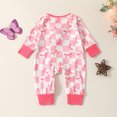 thumbnail image 4 of Weebloom Baby Sleepwear Long Sleeve Bowknot Prints Plaid Romper Jumpsuit Pajamas 3-6 Months Pink, 4 of 7