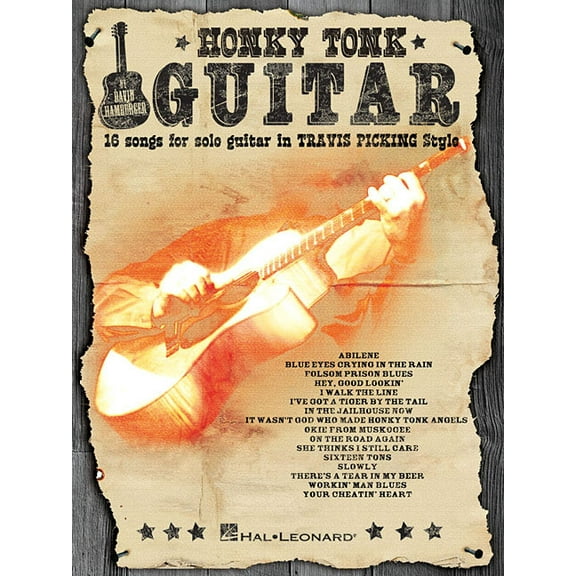 Honky Tonk Guitar: 16 Songs for Solo Guitar in Travis Picking Style, (Paperback)