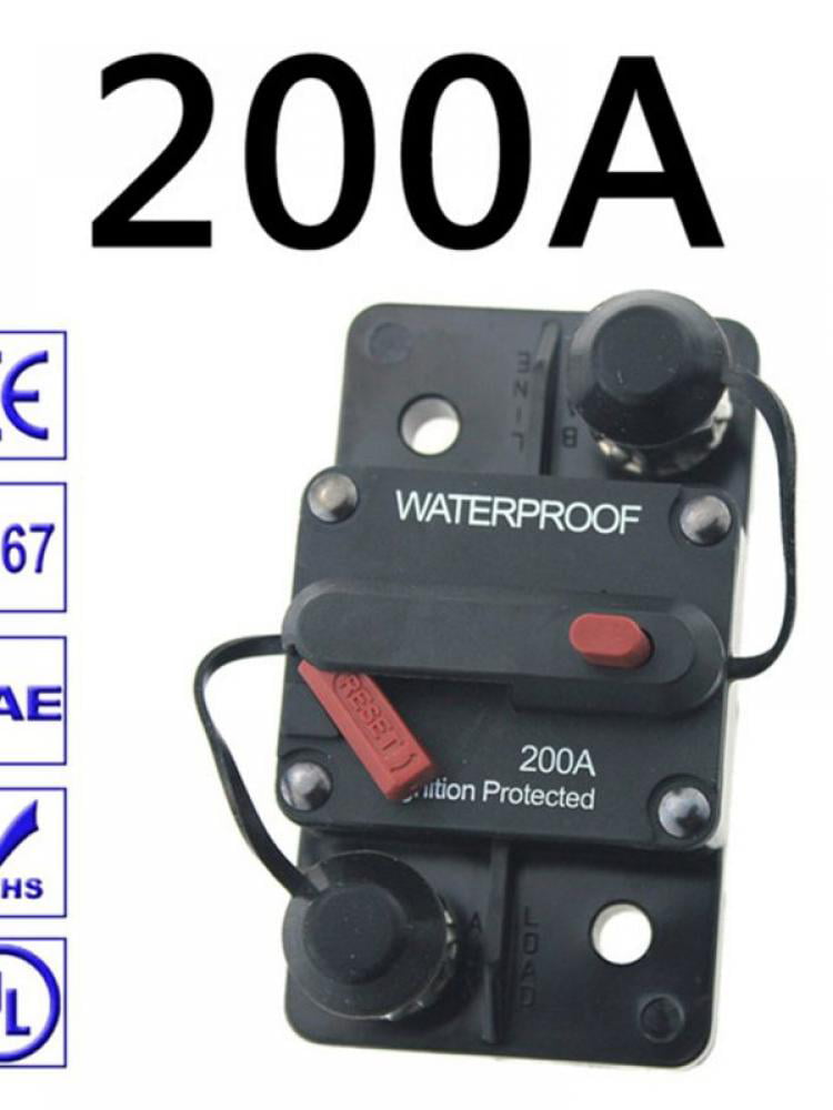 Car Marine 200AMP Waterproof Surface Mount Manual Reset Circuit Breaker 