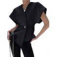 thumbnail image 6 of Women V Neck Tops Shirts Short Sleeve One Button Slim Summer Blouses, 6 of 8