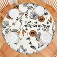 thumbnail image 2 of Soft Floral Round Tablecloth with Elastic Edge, Water-Resistant Polyester Fabric Fits 44-52 Inch Diameter Tables for Indoor or Outdoor Use, 2 of 7