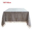 thumbnail image 1 of Mantel para comedor, tela a cuadros, rectangular, borde con flecos, cubierta de mesa, decoración de lino de algodón, 140x140cm Vogacara HA007855-01, 1 of 6