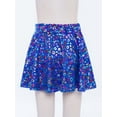 thumbnail image 4 of Lejafay Girls Flared Pleated A-Line Skirts Shiny Metallic Dance Performance Costume Cheerleading Uniform Blue S, 4 of 7