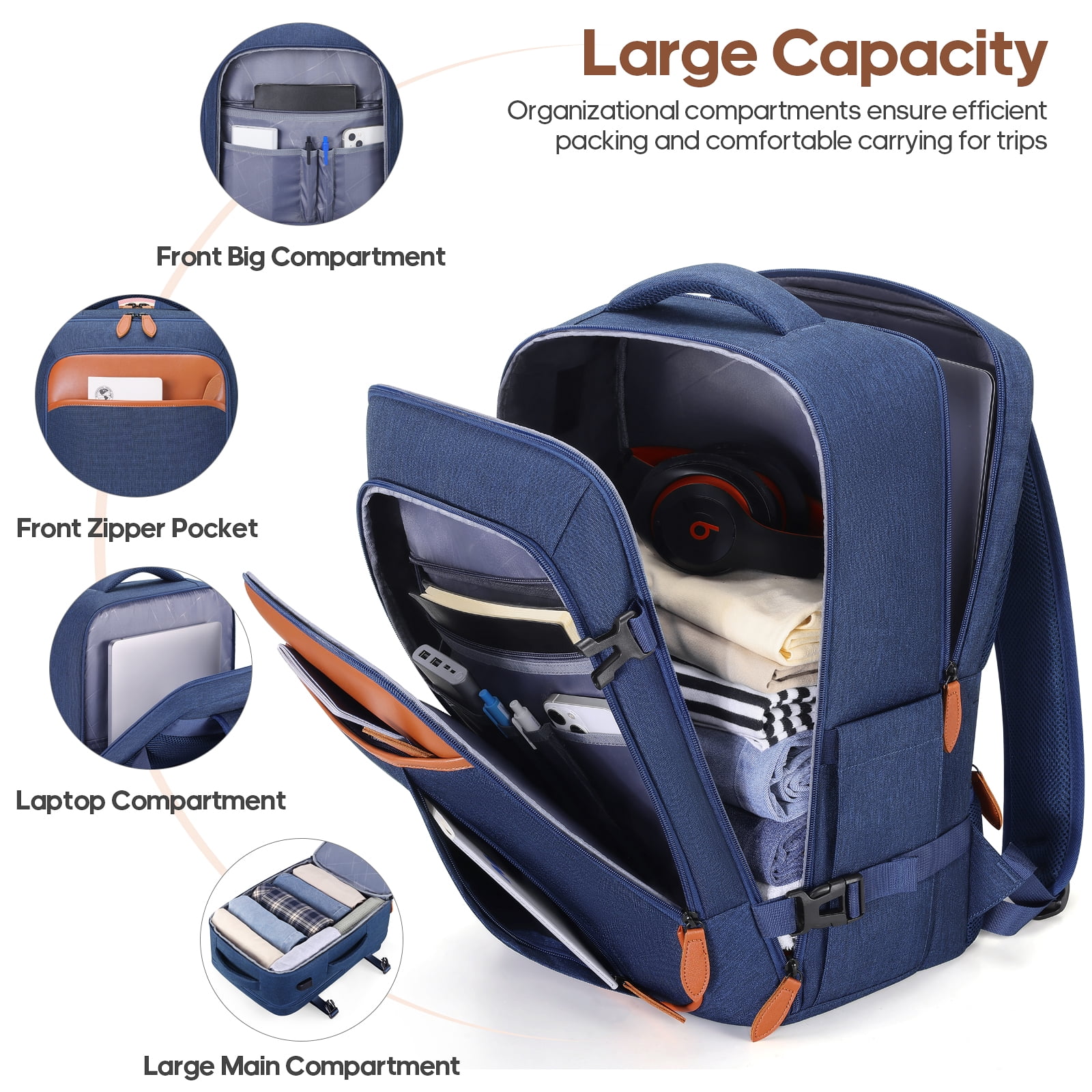 MIUSSE Carry on Luggage Set 3 Piece Hard Shell Luggage Sets with YKK Zipper Spinner Wheels TSA Lock Carry on with Backpack Set
