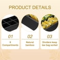 thumbnail image 3 of Organizador de bolsas de té Uxcell, caja de té de madera de pino con 6 compartimentos y mango, soporte organizador de almacenamiento para bolsas de té, suministros de bebidas, paquete de azúcar, negro, 3 of 7