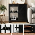 thumbnail image 3 of Catrimown Kitchen Cart and Island with Wheels, Mobile Rolling Microwave Cart with Storage and Drawer, Coffee Cart, Black, 3 of 7