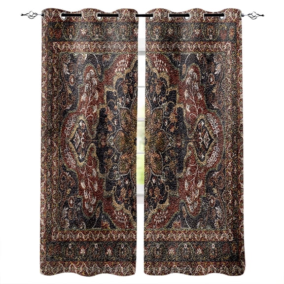 Blackout Curtains for Bedroom, Retro Boho Room Darkening Window Drapes for Living Room, Modern Geometric Abstract Art Aesthetics Thermal Insulated Grommet Curtains, 42x63 inch, 2 Panels