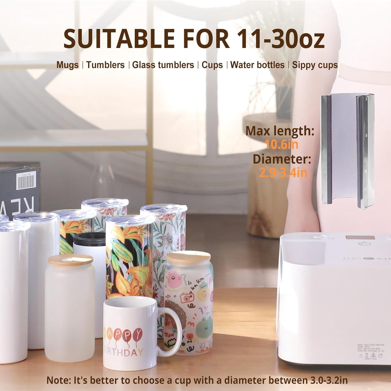 HTVRONT Auto Tumbler Mug Heat Press Machine for Sublimation DIY Print Cup Mug - Suits Various Tumblers & Mugs for Sublimation
