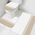 thumbnail image 3 of Beige White Striped Bath Mat 3 Piece Bathroom Rug Set, Modern Abstract Art Aesthetics Non Slip Bath Rug Contour Mat and Toilet Lid Cover, Absorbent Shower Mats Soft Bath Rugs and Mats Sets, 3 of 8