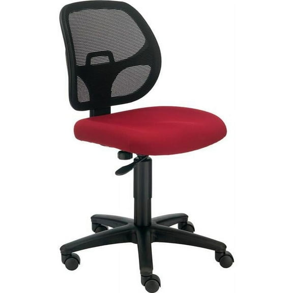 Interion Armless Fabric Mesh Office Chair - Red