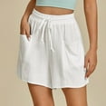 thumbnail image 5 of White Shorts for Woman, Linen Shorts for Women, Trendy High Waisted Casual Summer Pull on Short Pants Drawstring Beach Loose Fitting Shorts with Pockets Satin Cargo Pants for Women White XXL, 5 of 8