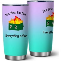 Everything Is Fine Tumbler,Dumpster Fire Cup 20 Oz Stainless Steel Coffee Tumbler with Lid,Emotional Support Travel Coffee Water Bottle Mug,Funny Gifts for Women Men,Gifts for Coworkers,Office,1 Pcs