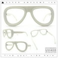 thumbnail image 2 of Retro Hipster Thick Plastic Racer Clear Lens Fashion Eyeglasses White, 2 of 8