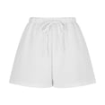 thumbnail image 5 of Bermuda Shorts for Women High Waisted Elastic Drawstring Shorts Casual Loose Cute Beach Vacation Wide Leg Pants White S, 5 of 9