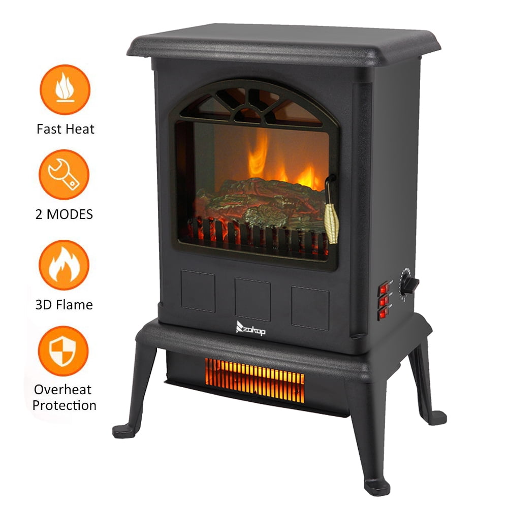 Infrared Quartz Heater, Portable Electric Fireplace Space Heater with
