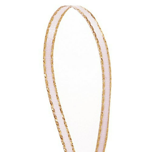 1/8in X 50 Yards Pink Gold Edge Satin Ribbon (pm57520134)