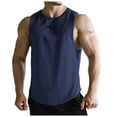 thumbnail image 2 of Men's Quick Dry Sleeveless Tank Tops Gym Running Shirts, Swim Beach Bodybuilding Tees Navy 3XL, 2 of 3