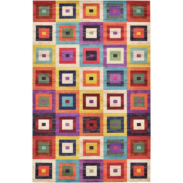 Unique Loom Estrella Geometric Squares Rug 10' 6 x 16' 5 Rectangle Multi/Beige