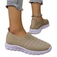 thumbnail image 5 of HTHLVMD Women's Striped Knit Sneakers, Slip-On Comfort Shoes, Womens Slip On Walking Shoes Comfort Lightweight Breathable Non-Slip Mesh Casual Tennis Shoes Sneakers for Gym Travel Work, Khaki 5.5, 5 of 5