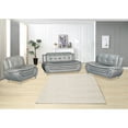 thumbnail image 2 of ViscoLogic Grandeur Luxury Pillow Top Tufted Premium Faux Leather Sofa, Couch For Home Office Living Room (Grey), 2 of 3