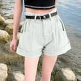 thumbnail image 2 of nerohusy Denim Shorts for Women Casual Summer Denim Shorts Mid Waisted Stretchy Ripped Jean Shorts with Pockets 2025 White,M, 2 of 4