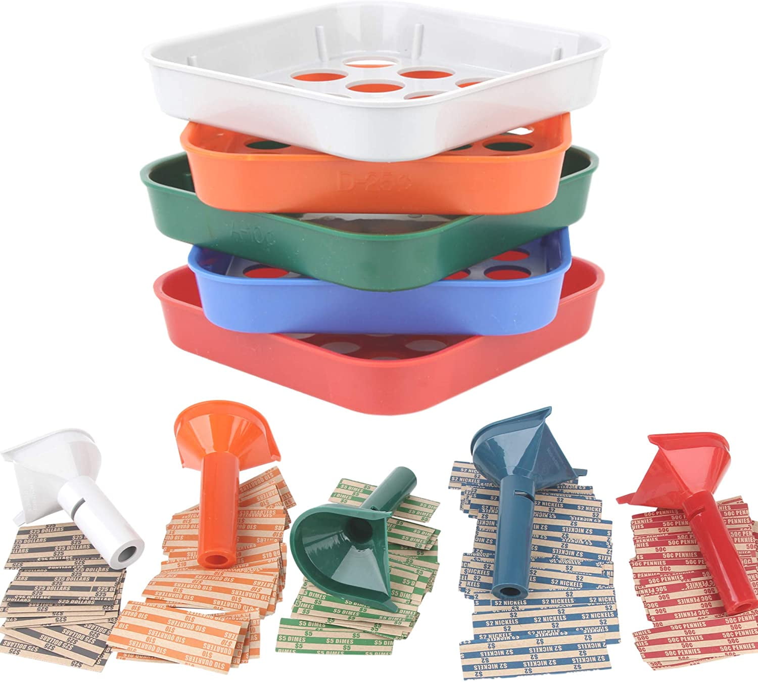 Coin Counters Tubes & Coin Sorters Tray ‚Äì 5 ColorCoded Coin Sorting