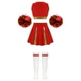 thumbnail image 2 of Alvivi Kids Girls Cheerleading Uniform Cheer Dance Costume Crop Top Pleated Skirt with Pom Pom Stock A Red 8, 2 of 5