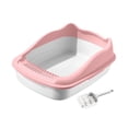 thumbnail image 4 of Caja de arena para gatos, bandeja de arena para gatos de interior con cuchara, no pegajosa, inodoro antisalpicaduras para gatitos, lados altos para, 4 of 8