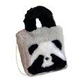 thumbnail image 4 of Bolso de mano de peluche de panda, bolso de hombro, bolso cruzado, bolso tote, estuche, cartera con cadena, gris, 4 of 9