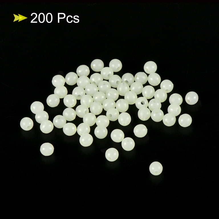 Uxcell 4mm Round Soft Plastic Luminous Glow Fishing Beads Tackle Tool White  200 Pieces 