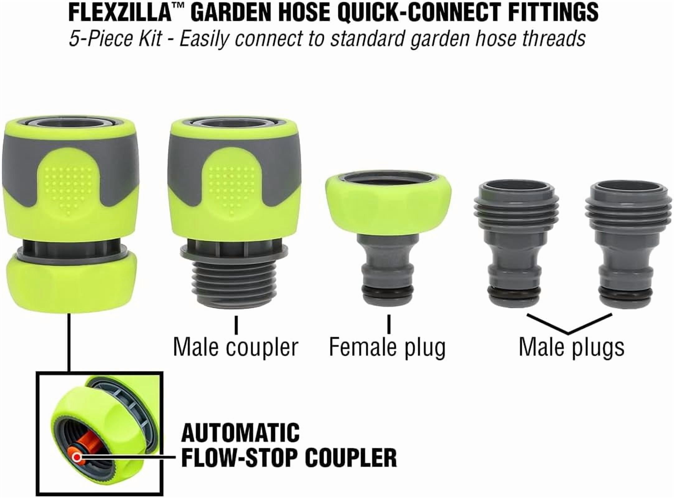 Garden Hose Quick-Connect Fittings, 5-Piece Coupler & Plug Kit