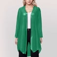 thumbnail image 2 of Ediodpoh Women's Solid Thin Transparent Mesh Cardigan for Women Three Quarter Sleeve Mid Length Shawl Coat Green XXL, 2 of 6