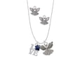 thumbnail image 2 of Delight Jewelry Silvertone Love with Navy Blue Paw Silver tone Guardian Angel Charm Necklace and Stud Earrings, 2 of 4